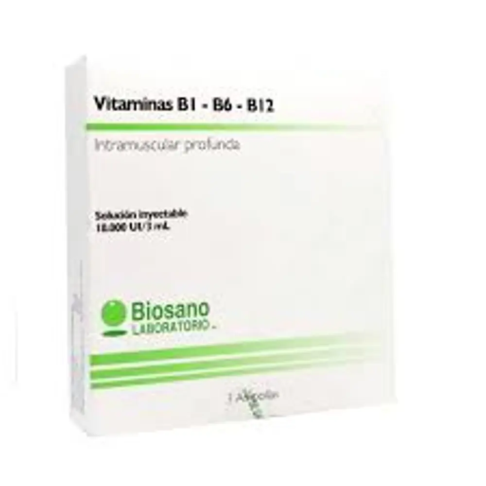 Vitamina B1 B6 B12 10000 U.I 3ML X 3 AMPOLLAS