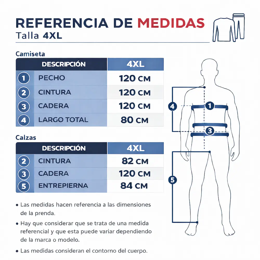 Primera capa conjunto camiseta y pantalón tela poliéster  XXL 2