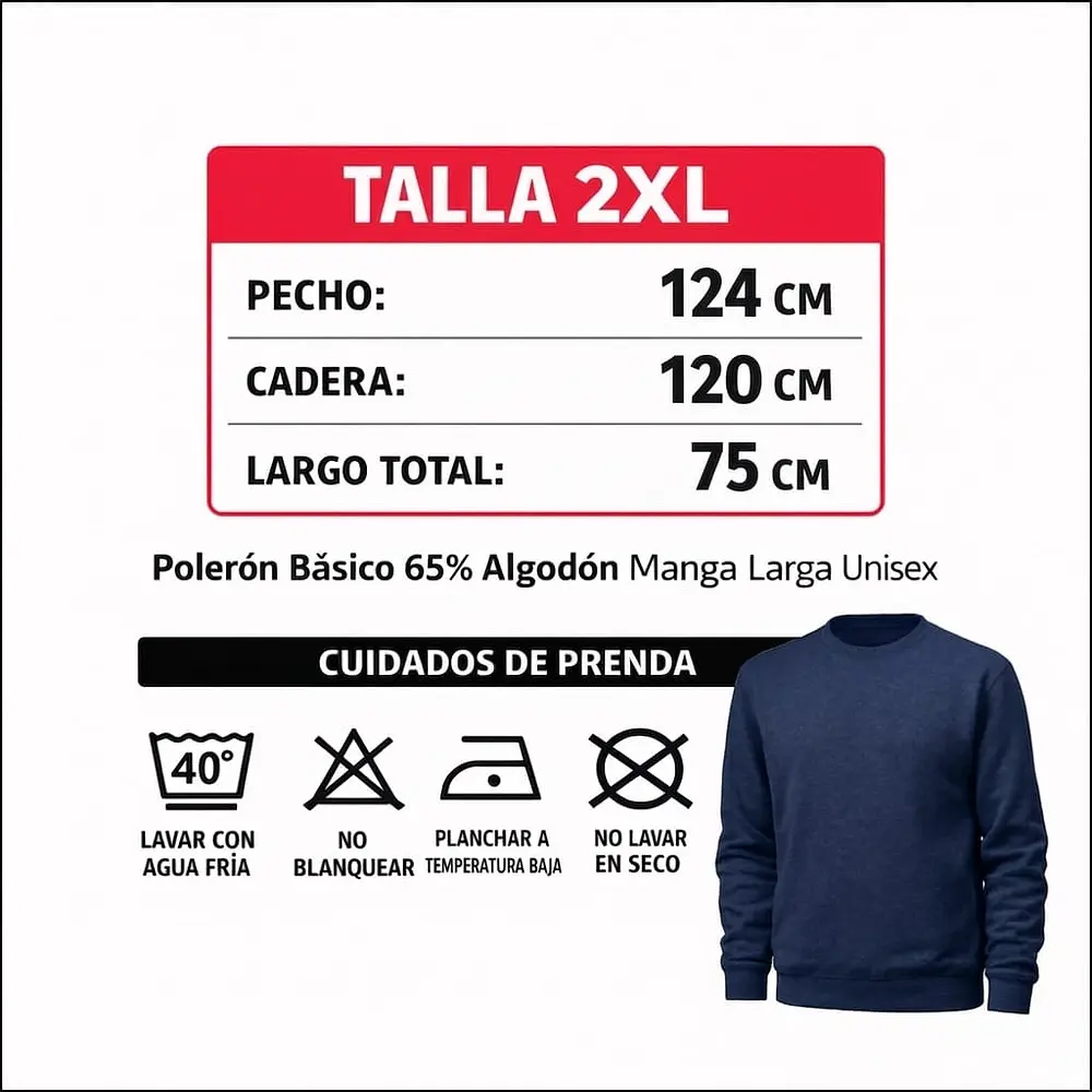 Poleron franela 100% algodon Azul Marino 2xl 2