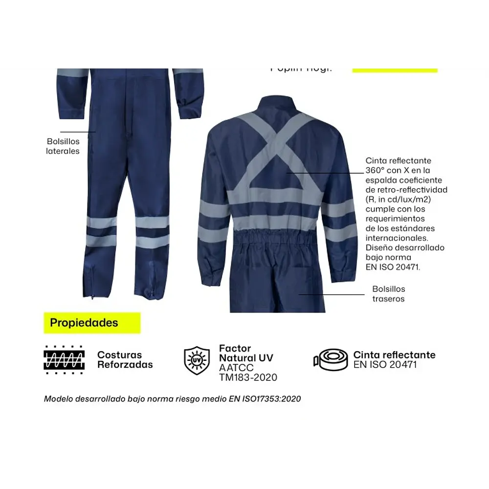 Overol buzo Poplin Azul Marino modelo Manquehue 4xl 2