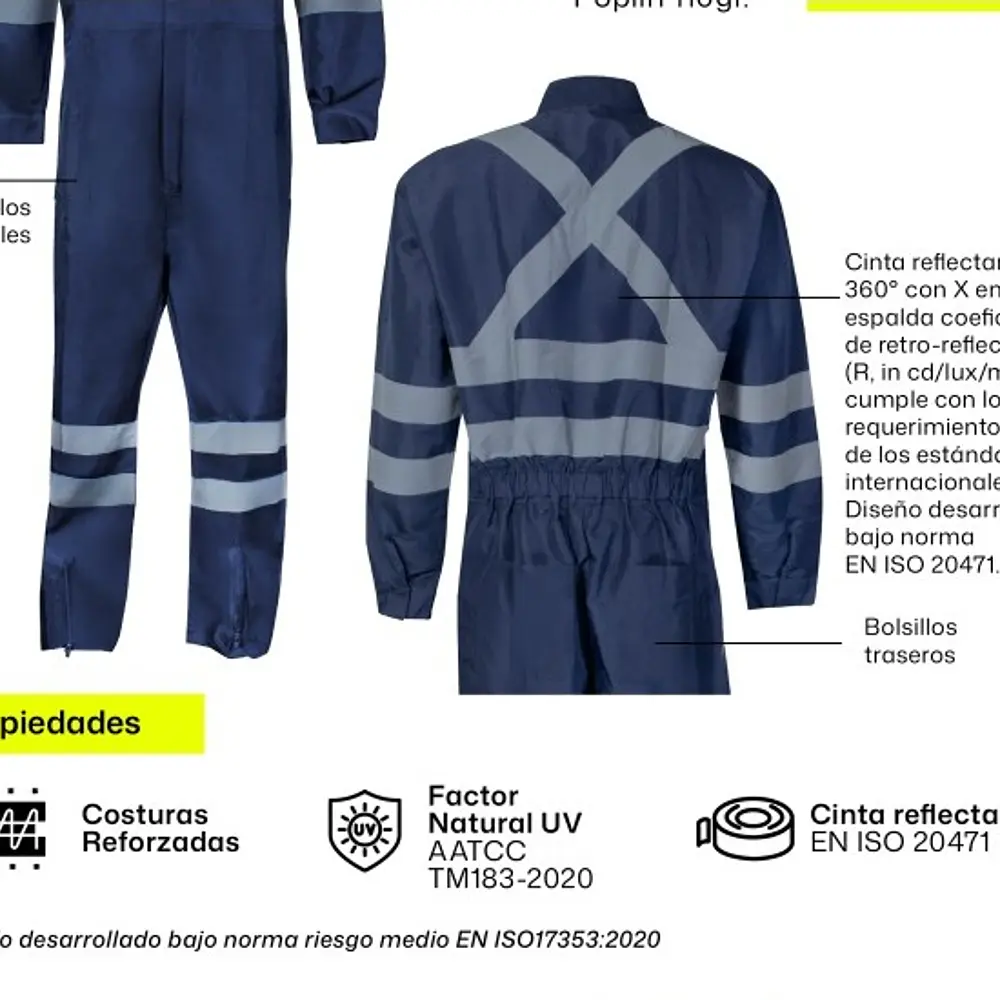 Overol buzo Poplin Azul Marino modelo Manquehue 4xl 2