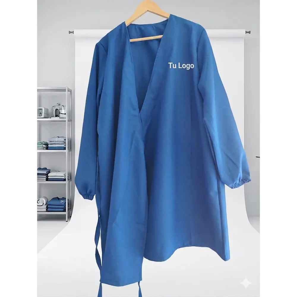 Delantal Cruzado para packing tipo kimono con amarra costados tela Popelina 2
