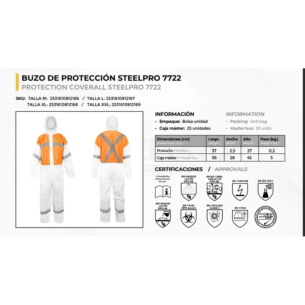 Buzo Overol Desechable bicolor con cintas reflectantes