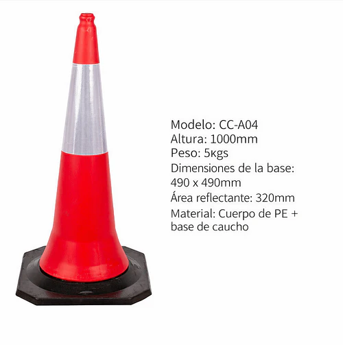 Cono de seguridad naranja 100 cm