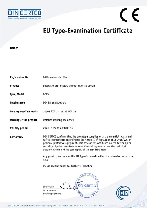 Antiparras De Seguridad Ce En 166