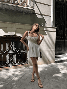 SIDE DRAPE DRESS IVORY