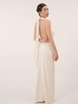 BACK BOW DRESS MARFIL