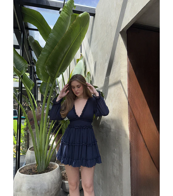 VEIL DRESS AZUL NAVY