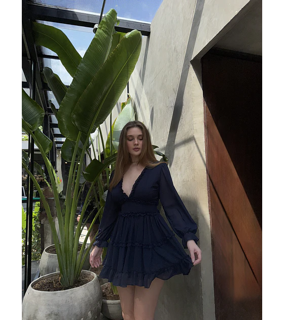 VEIL DRESS AZUL NAVY