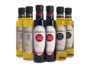 Pack Grande 3 sabores trufados (2 Aceite de trufas negras + 2 Aceites de trufas blancas + 2 Reducciones de Aceto balsámico trufado 