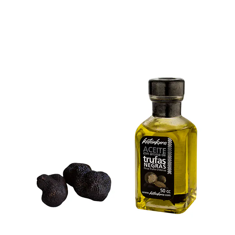 TRUFAS NEGRAS NEGRAS FRESCAS 30 GRS.  + ACEITE DE OLIVA CON AROMA DE TRUFAS NEGRAS 50 ML.  1