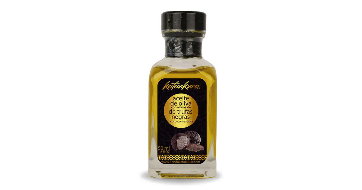 ACEITE DE OLIVA CON AROMA A TRUFAS NEGRAS CON LAMINAS DE ORO