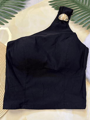 Cropped un hombro detalle dorado