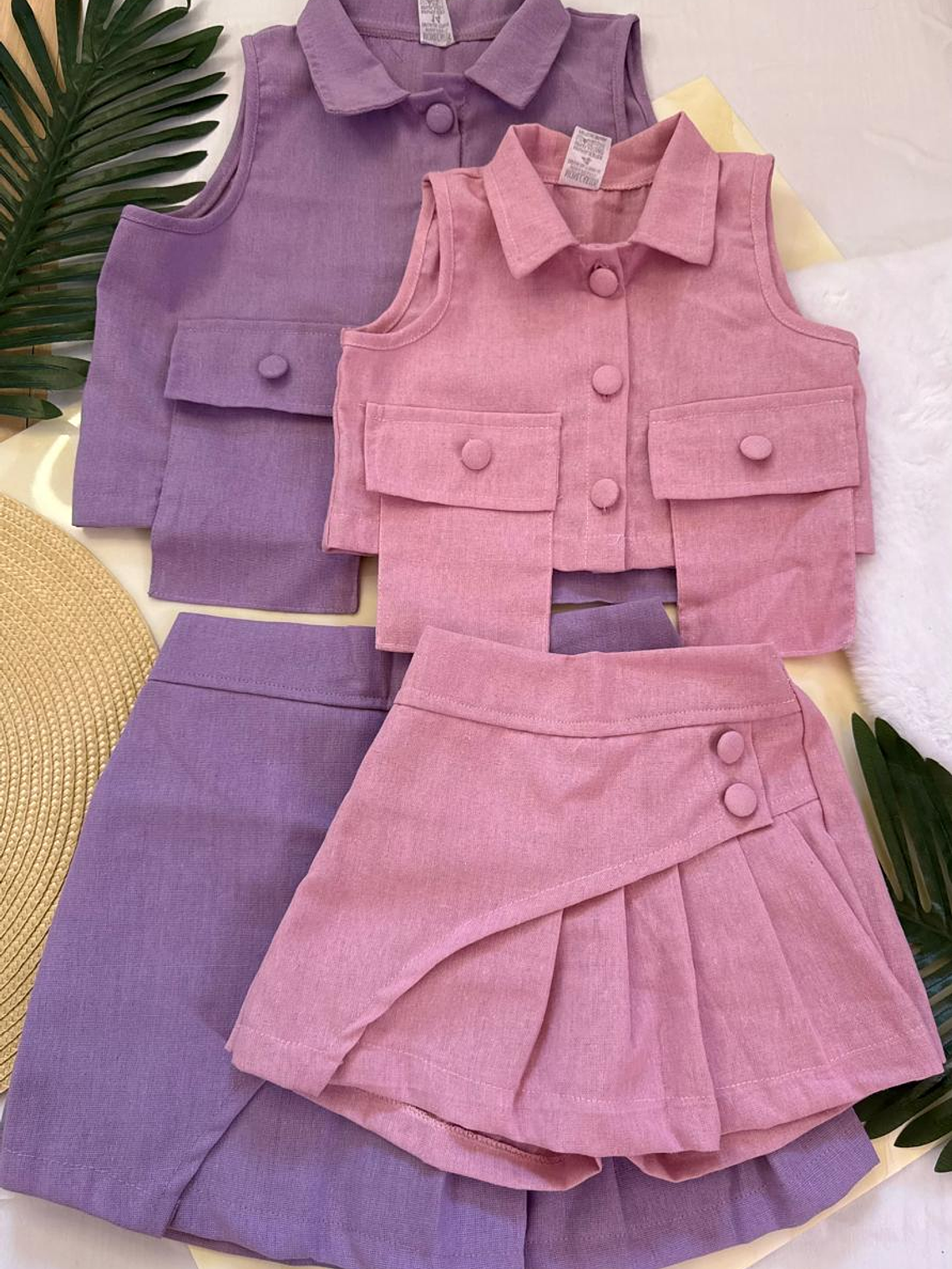 Conjunto infantil bolsillos falda short 1