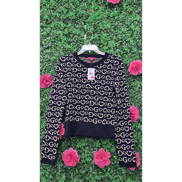 CHALECO GUESS NEGRO LOGO G CAFÉ TALLA M