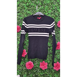 CHALECO GUESS RAYAS HORIZONTALES BLANCAS TALLA M