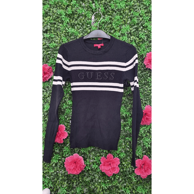 CHALECO GUESS RAYAS HORIZONTALES BLANCAS TALLA M