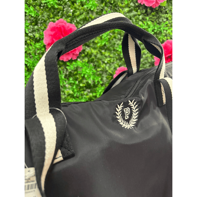 TOTE PINK NEGRO DE LONA