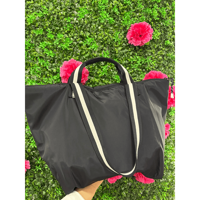 TOTE PINK NEGRO DE LONA