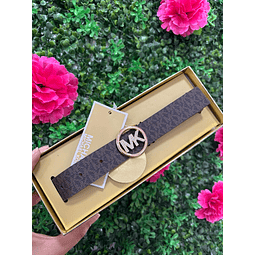 CINTURON MK CAFE CON HEBILLA BRILLANTE Y CAJA TALLA L/XL