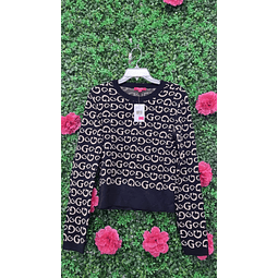 CHALECO GUESS NEGRO CON LETRAS BEIGE TALLA M