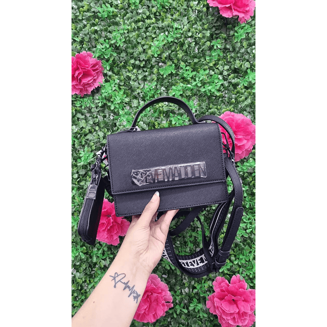 CROSSBODY STEVE MADDEN NEGRO RECTANGULAR DOBLE CORREA Y MONEDERO