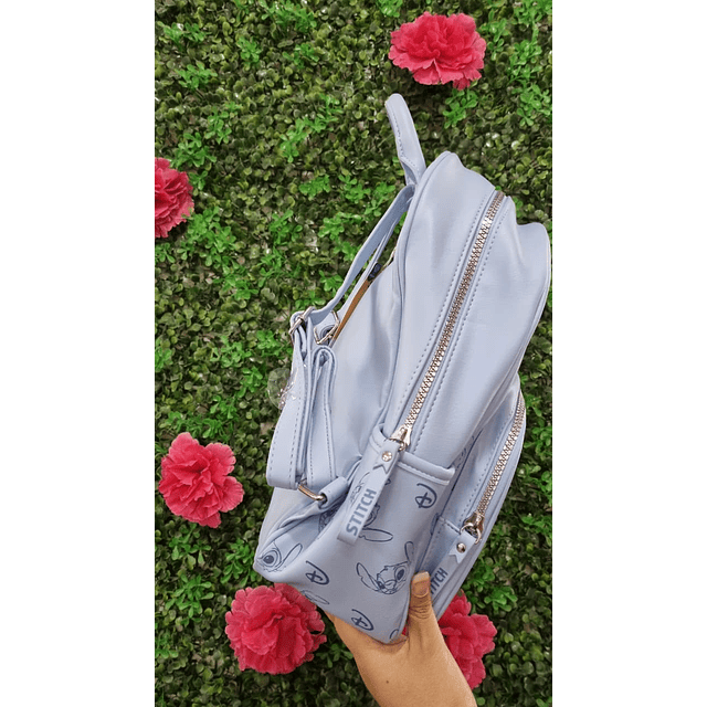 MOCHILA STITCH CELESTE (3 DIBUJOS STITCH)