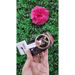 CINTURON MK REVERSIBLE CAFE NEGRO HEBILLA CIRCULAR TALLA XL