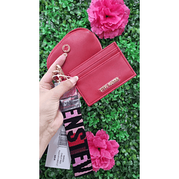 SET TARJETERO+MONEDERO STEVE MADDEN ROJO