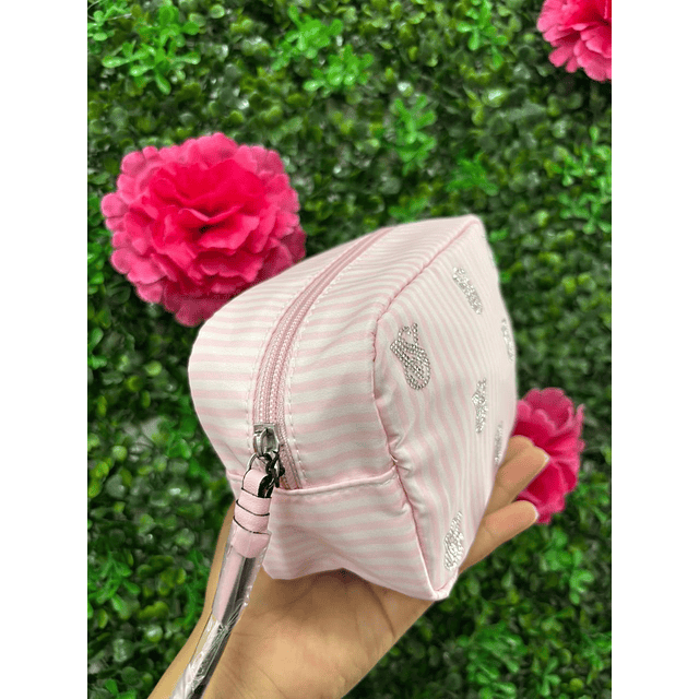 COSMETIQUERO VS ROSADO LOGO CON BRILLOS