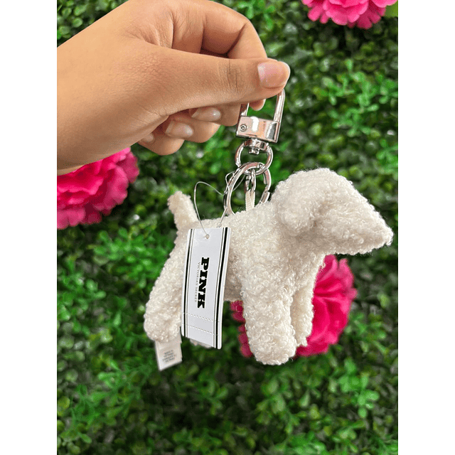 LLAVERO PINK PERRITO BLANCO CORDERITO