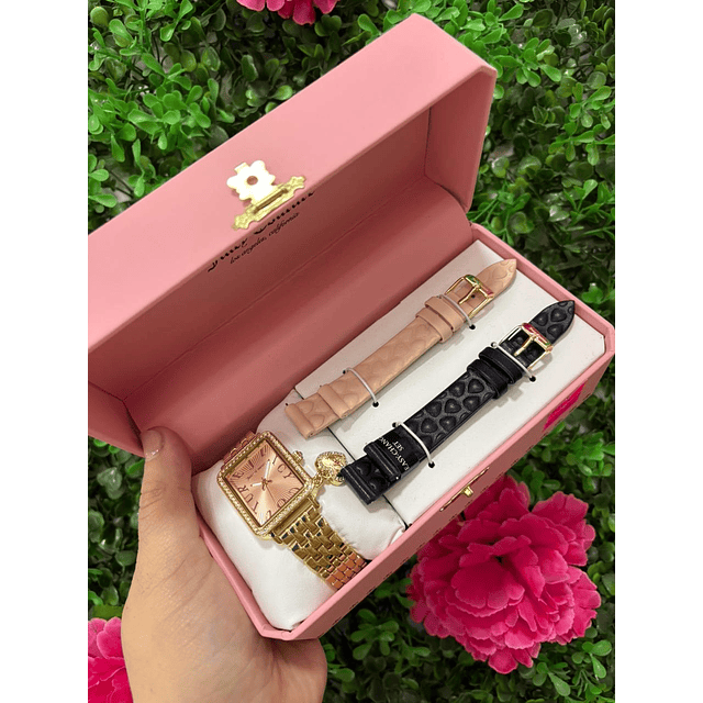 SET RELOJ JUICY COUTURE DORADO CON 2 CORREAS