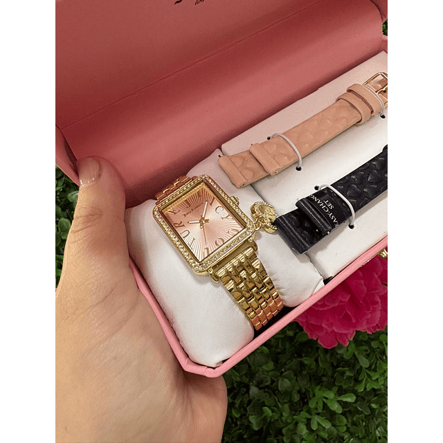 SET RELOJ JUICY COUTURE DORADO CON 2 CORREAS