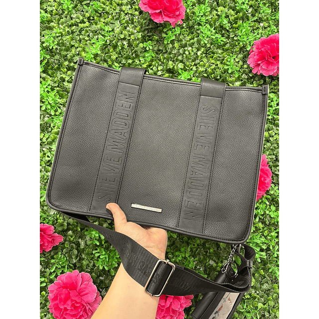 TOTE STEVE MADDEN NEGRO TIPO MALETIN + TARJETERO