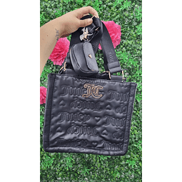 TOTE JUICY MEDIANO NEGRO LOGO JC Y CORAZONES