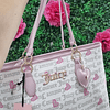 TOTE JUICY BLANCO CON CORAZONES ROSADOS