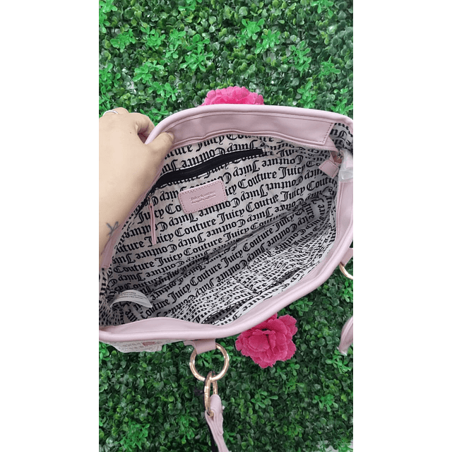 TOTE JUICY BLANCO CON CORAZONES ROSADOS