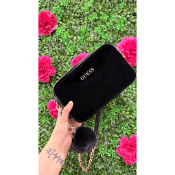 CROSSBODY GUESS NEGRO GAMUZA DOBLE CIERRE