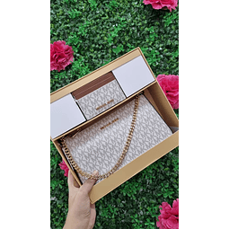 SET MK VAINILLA (CROSSBODY + TARJETERO)