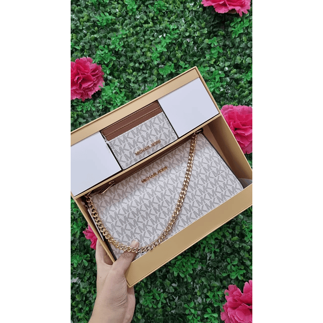 SET MK VAINILLA (CROSSBODY + TARJETERO)