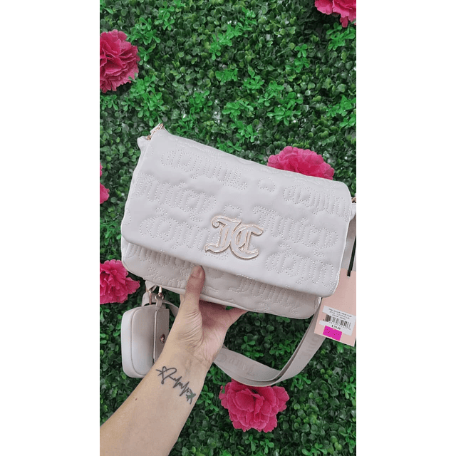 CARTERA JUICY BLANCO CON TAPA + MONEDERO