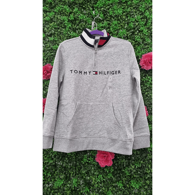 POLERON TOMMY HILFIGER GRIS S/GORRO TALLA S
