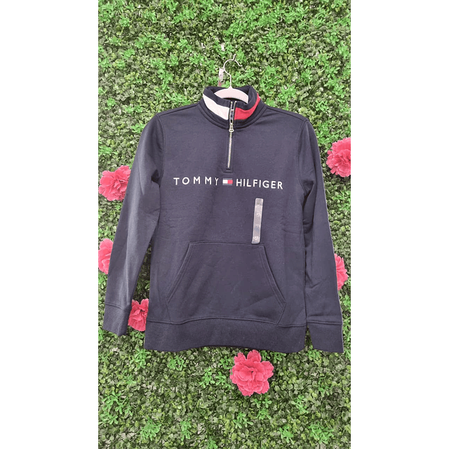 POLERON TOMMY HILFIGER AZUL MARINO S/GORRO TALLA XS