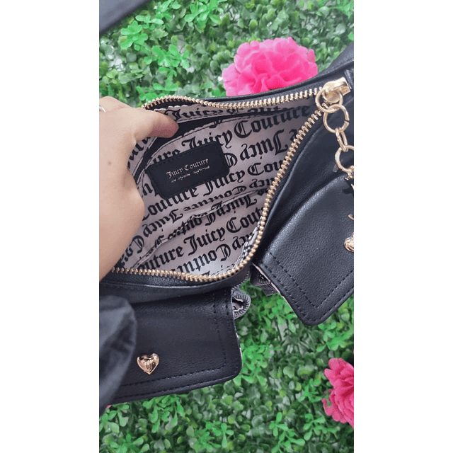 CARTERA LUNA JUICY NEGRA CON GRIS 2 BOLSILLOS