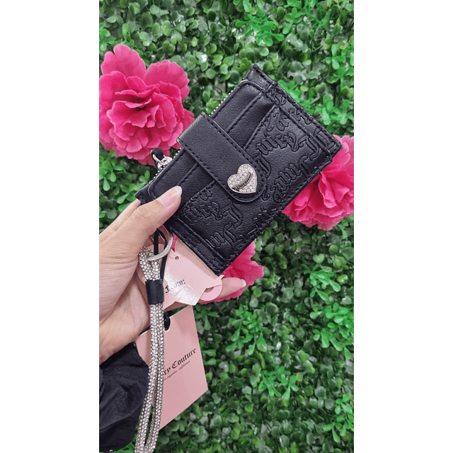 TARJETERO JUICY NEGRO DETALLE CORAZÓN