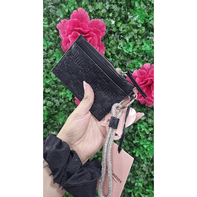 TARJETERO JUICY NEGRO DETALLE CORAZÓN