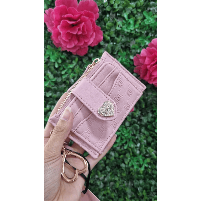 TARJETERO JUICY ROSA DETALLE CORAZÓN