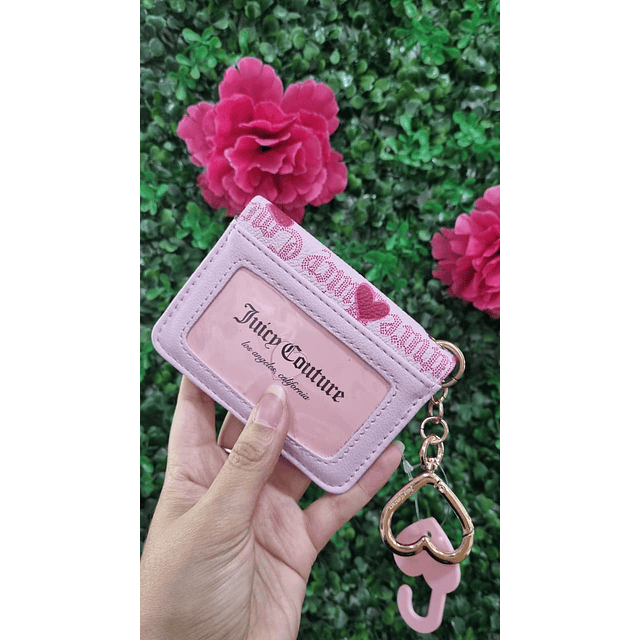TARJETERO JUICY ROSA CON CORAZONES