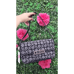 CARTERA DE HOMBRO GUESS GRIS CON LOSGOS G NEGROS