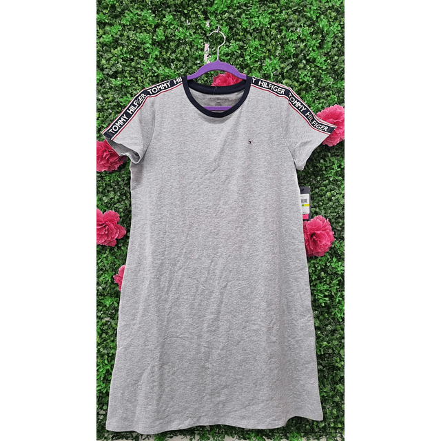 VESTIDO TOMMY HILFIGER GRIS CUELLO REDONDO TALLA M